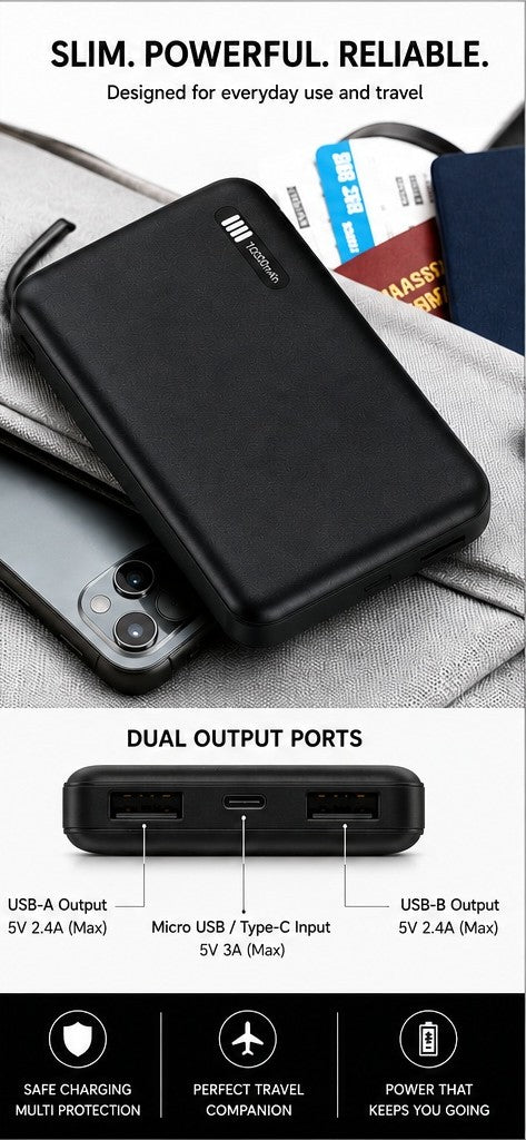 2Much Speed TB-1555 10000mAh 12W Fast Charging Power Bank with Dual Output