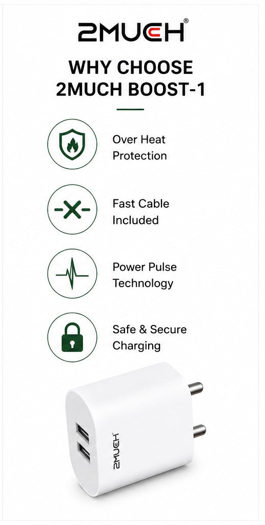 2Much BOOST-1 17W Dual USB Charger with Micro USB Cable (10 Pc Pack)