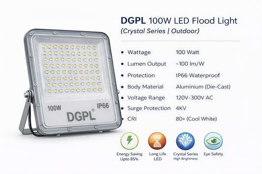 100W LED Flood Light for Outdoor & Parking | IP66 Waterproof
