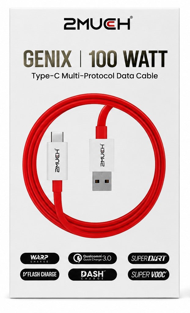 2Much Genix 100W Type-C Fast Charging Data Cable (5 Pc Pack)