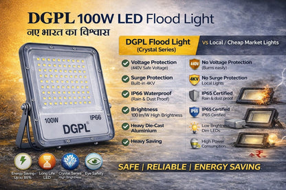 100W LED Flood Light for Outdoor & Parking | IP66 Waterproof