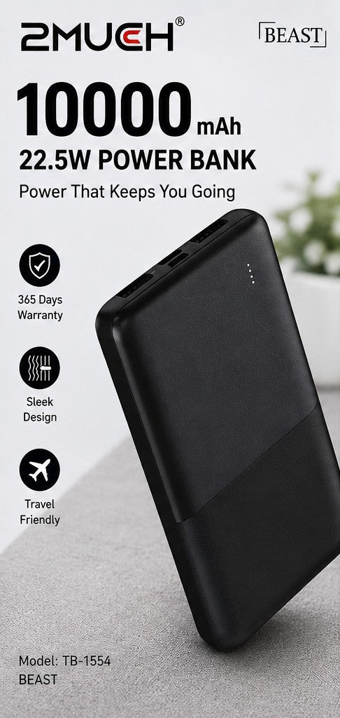 2Much Beast TB-1554 10000mAh 22.5W Fast Charging Power Bank