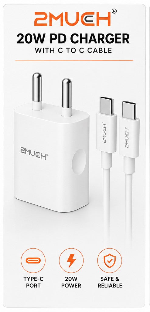 2MUCH A-20 20W PD Fast Charger with USB-C to USB-C Cable