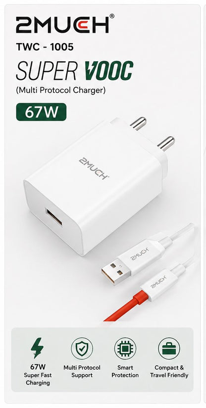 2MUCH 44W FlashCharge Fast Charger TWC-1104 | 100W Super VOOC Support