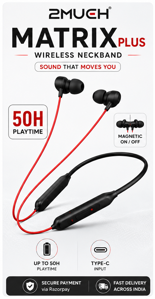 2MUCH Matrix Plus Wireless Neckband – 50H Playtime Bluetooth V5.3
