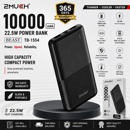 2Much Beast TB-1554 10000mAh 22.5W Fast Charging Power Bank