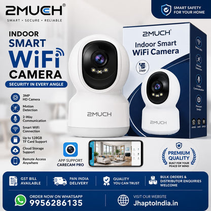 2Much Indoor Smart WiFi Camera | 3MP HD Security Camera with Motion Detection & 2 Way Communication