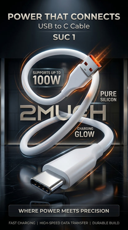2MUCH 100W USB-A to Type-C Silicon Fast Charging Cable (SUC1)