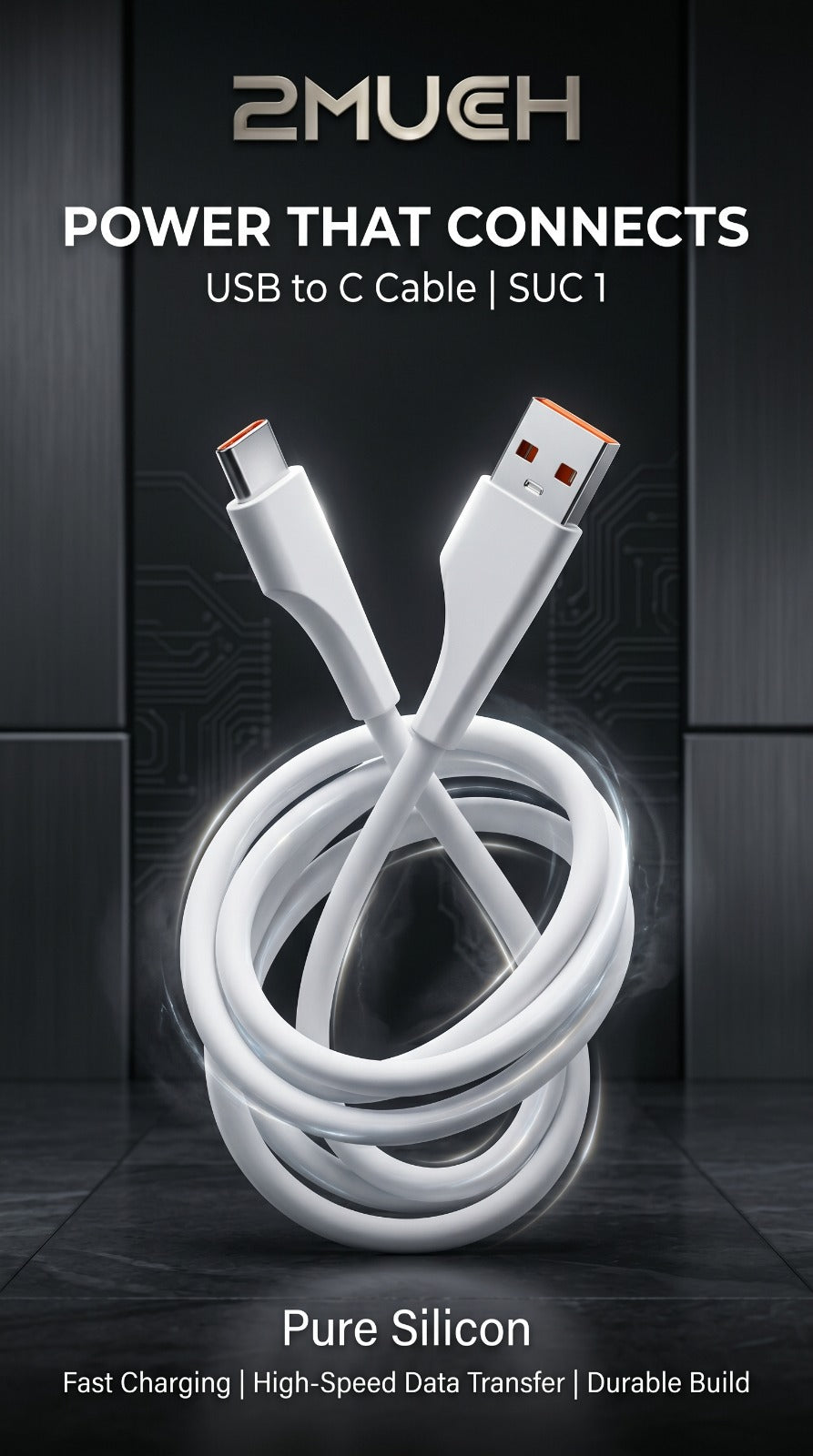 2MUCH 100W USB-A to Type-C Silicon Fast Charging Cable (SUC1)