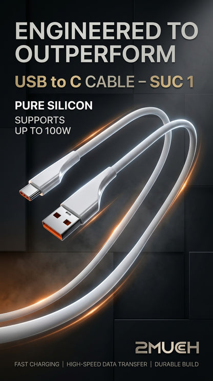 2MUCH 100W USB-A to Type-C Silicon Fast Charging Cable (SUC1)