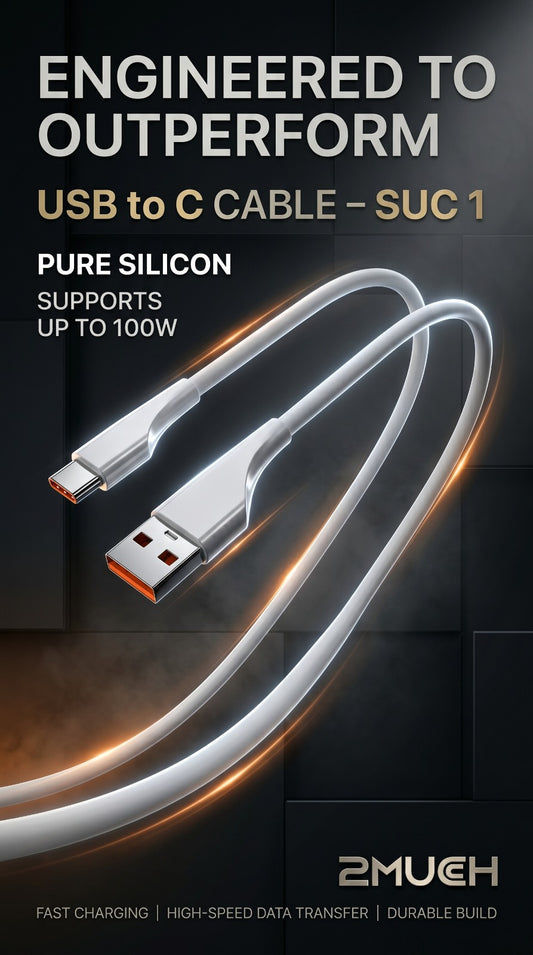 2MUCH 100W USB-A to Type-C Silicon Fast Charging Cable (SUC1)