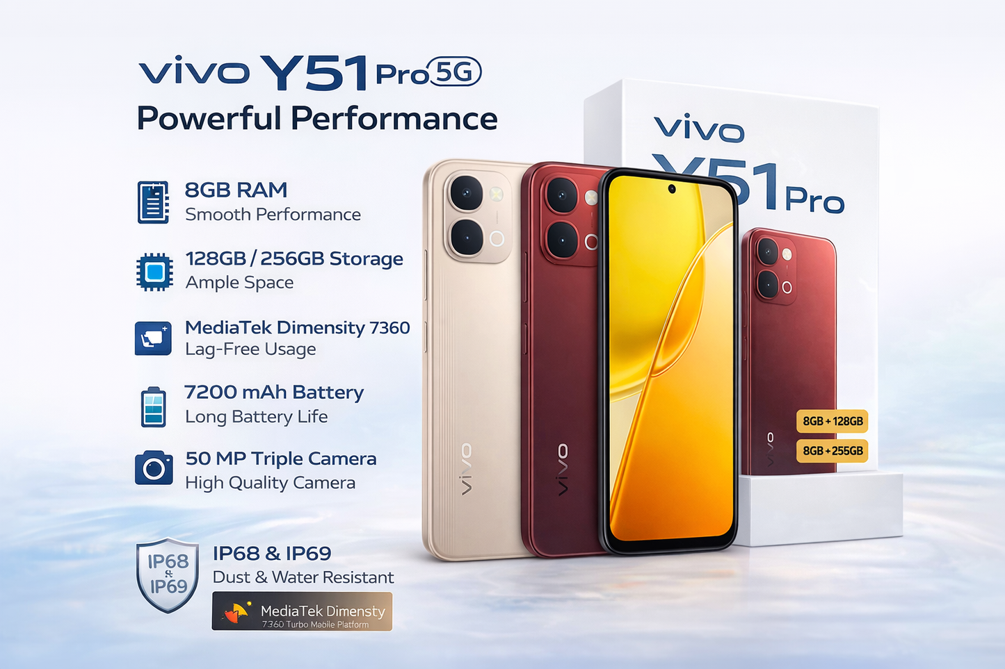 Vivo Y51 Pro 5G (8GB RAM, 128GB/256GB) | Delivery Across India | Pickup in Kanpur