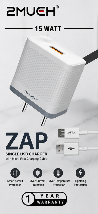 2Much ZAP 15W Charger with Micro USB Cable (5 Pc Pack)